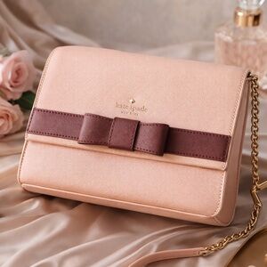 Kate Spade Pink and Purple Crossbody Bag with Bow Detail